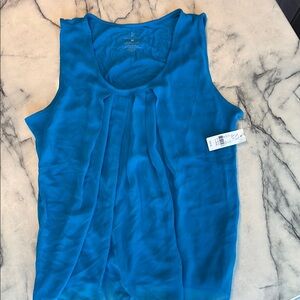 New York & Company Sleeveless Blue Pleated Tank Top